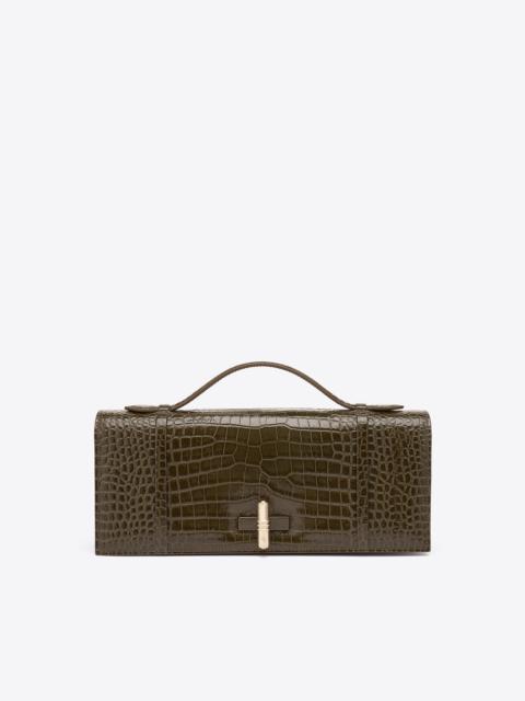 MALONE SOULIERS May Green Croc-Embossed Leather Clutch Bag
