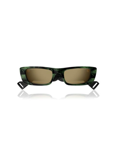 GUCCI Rectangular-Frame Acetate Sunglasses green