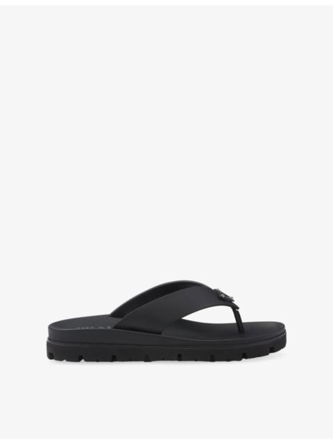 Prada Triangle-Logo Rubber Thong Sandals