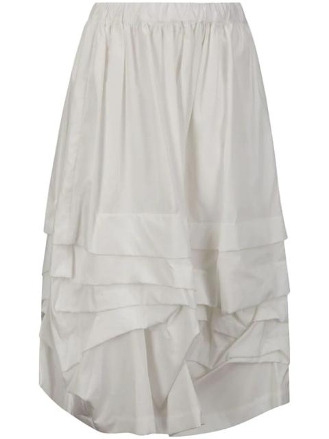 Ruched Midi Cotton Skirt
