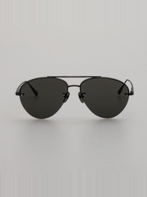 LINDA FARROW EDANO AVIATOR SUNGLASSES IN MATT NICKEL