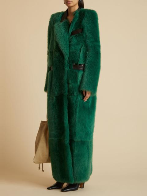 KHAITE The Micah Coat in Forest Green Shearling
