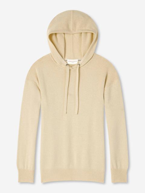 Derek Rose Women's Relaxed Pullover Hoodie Daphne Cashmere Beige