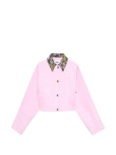 MSGM floral-collar cropped jacket