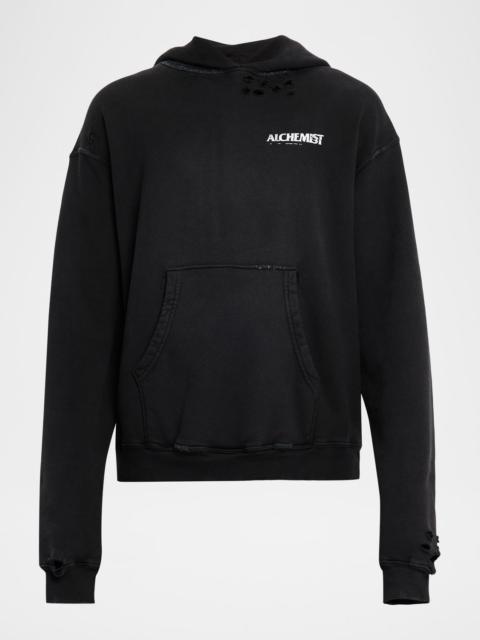 ALCHEMIST Men's Perfect Distressed Cotton Logo Hoodie
