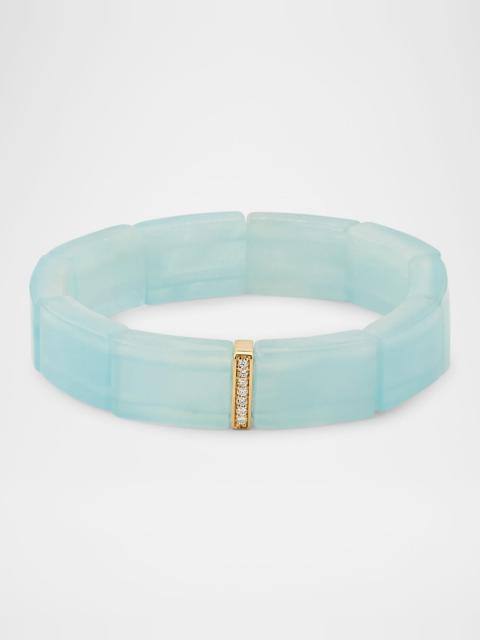 SYDNEY EVAN Small Single Row Pave Spacer on Aquamarine Rectangle Bead Bracelet