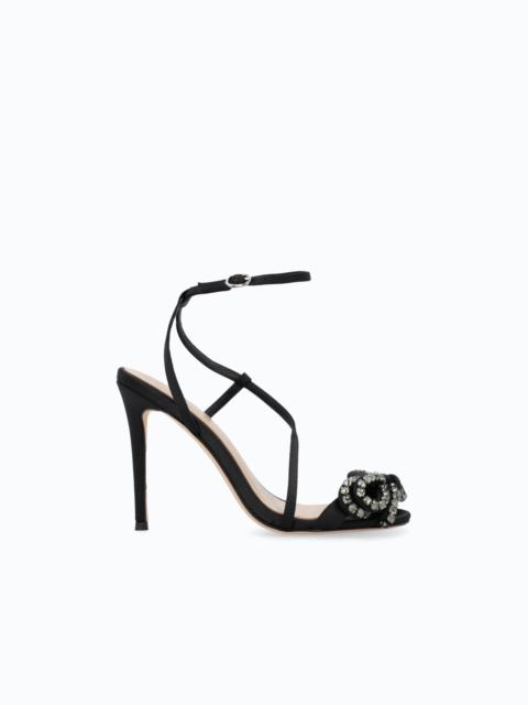 PINKO SATIN STILETTO SANDAL WITH STRASS BOW