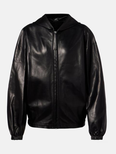 PHOEBE PHILO Hooded leather bomber jacket