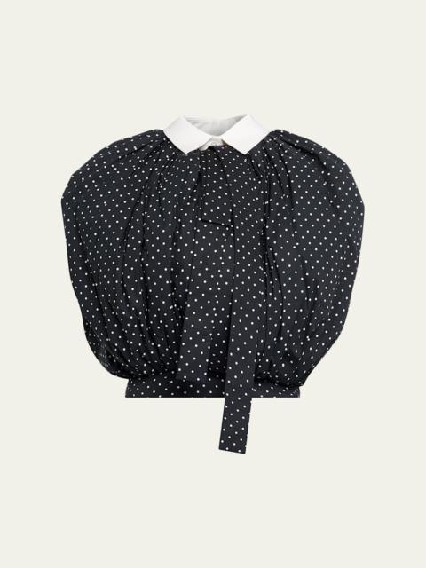 Marc Jacobs Polka-Dot Cotton Poplin Collared Bubble Top