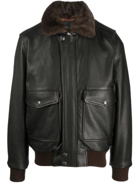 Schott spread-collar leather jacket