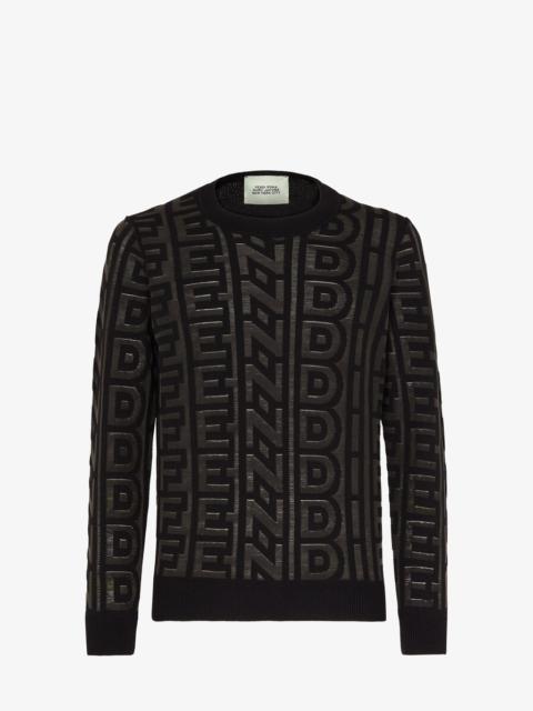 FENDI Black wool and nylon Fendi Roma Capsule sweater