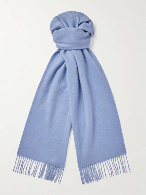 Mulberry Logo-Embroidered Fringed Cashmere Scarf