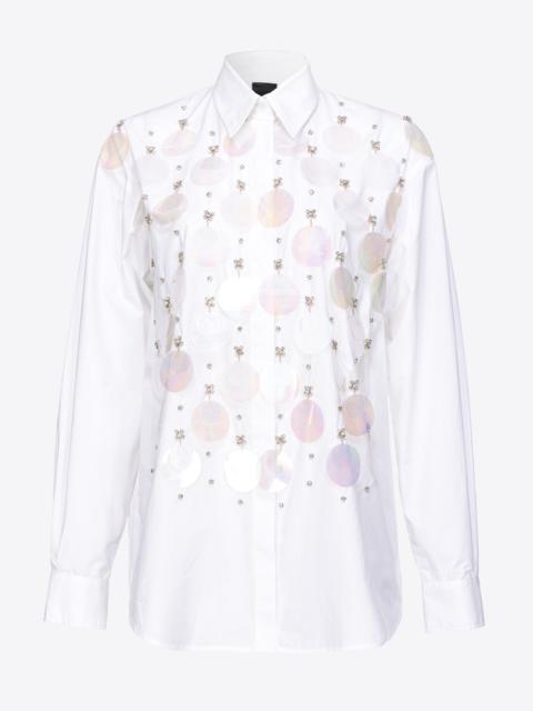 PINKO POPLIN SHIRT WITH SEQUIN EMBROIDERY