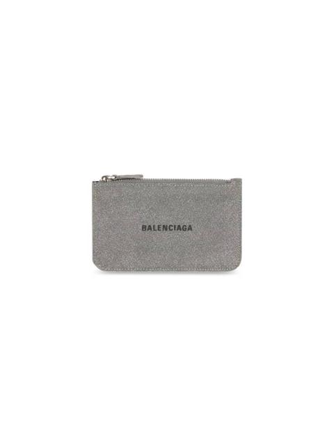 BALENCIAGA Women's Cash Large Long Coin And Card Holder In Glitter Material in Grey