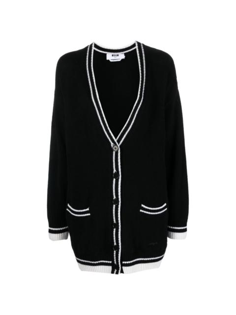 MSGM contrast-trim V-neck cardigan - Black