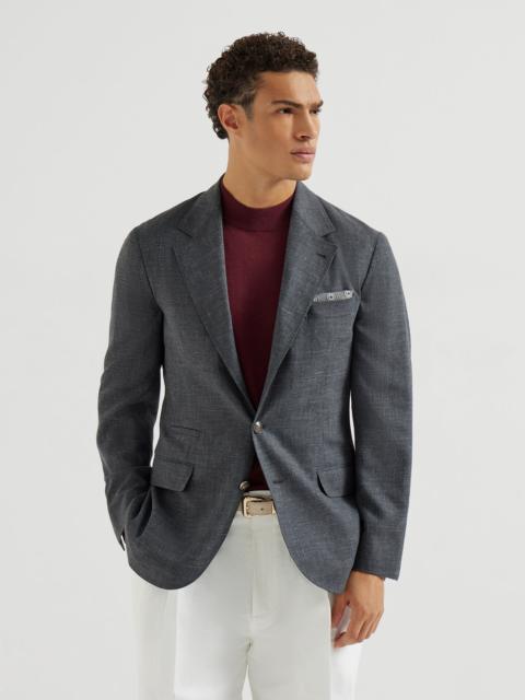 Brunello Cucinelli Wool, silk and linen slubbed fresco deconstructed blazer with metal buttons