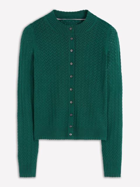 BODEN Diane Pointelle Cardigan-Drake Green