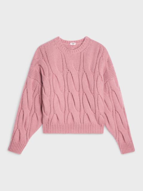 CELINE Crew neck sweater in cable-knit Cashmere and silk