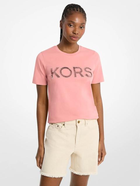 MICHAEL KORS Sequined Logo Cotton T-Shirt