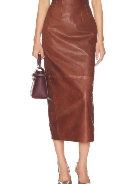 HELSA The Svelte Leather Midi Skirt