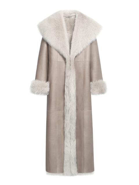 NOUR HAMMOUR Marlene Lambskin Shearling Trench light grey