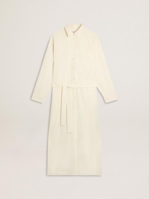 Long shirt dress in solid color cotton poplin