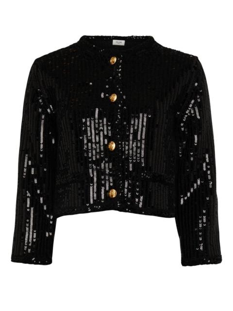 Embroidered cardigan jacket in ribbed mohair