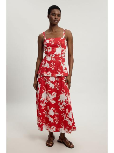KAREN MILLEN Double Cloth Printed Bandeau Peplum Midi Dress