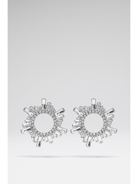 Amina Muaddi BEGUM EARRINGS WHITE CRYSTALS WITH SILVER BASE