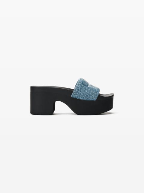 Alexander Wang CRYSTAL DENIM PLATFORM AW POOL SLIDE