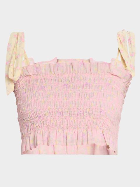 LoveShackFancy Corbin Smocked Crop Top