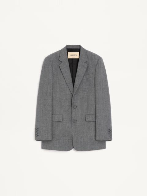 Valentino VALENTINO SINGLE-BREASTED JACKET IN MOULINÉ WOOL