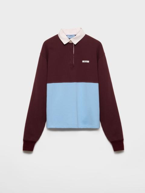 Prada Long-sleeved cotton fleece polo shirt