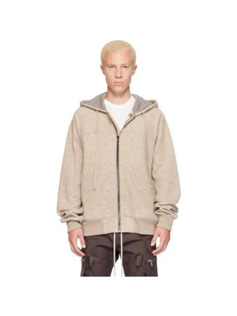 Rick Owens Beige Tower Wool Windbreaker Hoodie