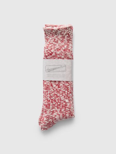 ANONYMOUSISM Light Slub Crew Sock in Red