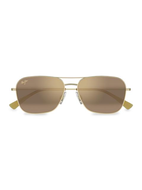 Maui Jim Men's Elua Naauao 58MM Aviator Sunglasses - Gold Light Gold