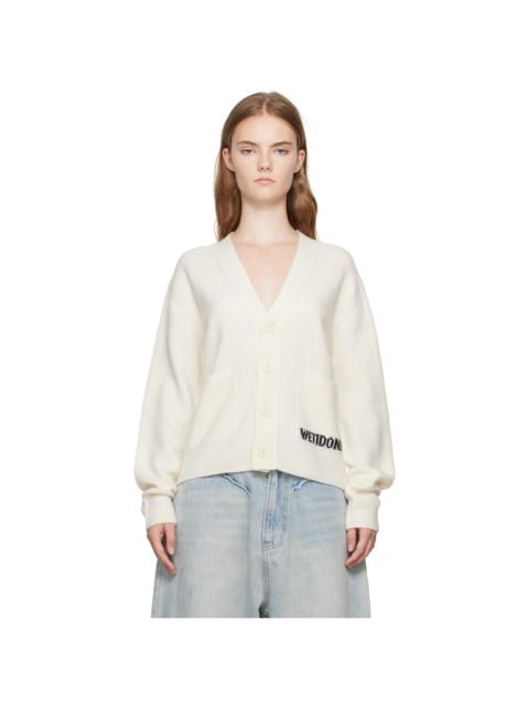 We11done White Jacquard-Logo Cardigan