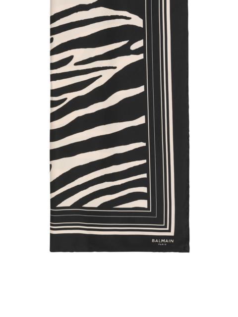 Balmain Zebra print silk scarf
