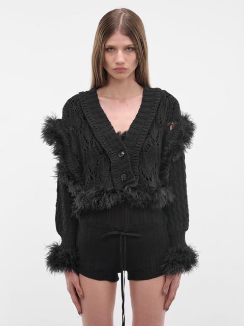 Ann Demeulemeester Taci Feather Ruffle Knit Cardigan