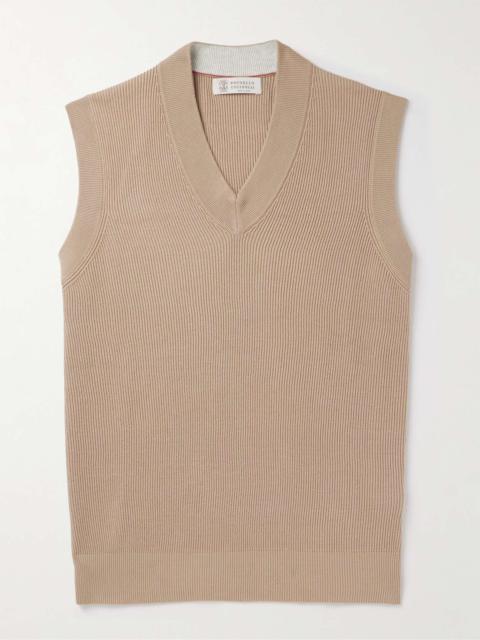 Ribbed Cotton Sweater Vest