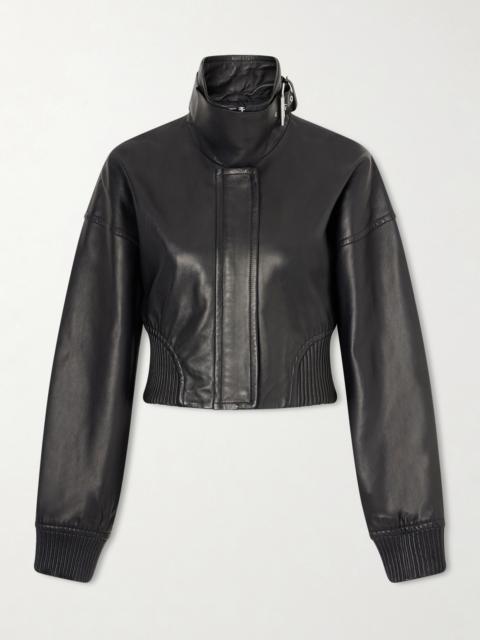 Sportmax Cropped Buckled Leather Jacket