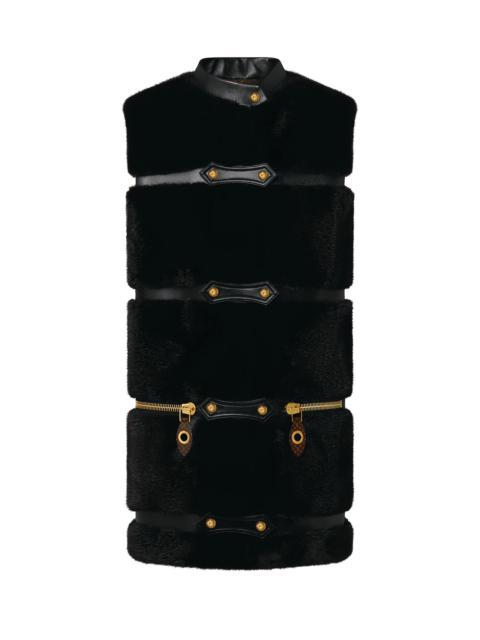 Louis Vuitton Sleeveless Leather Strip Mink Coat