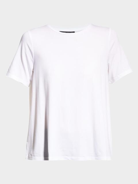 EILEEN FISHER Crewneck Short-Sleeve Stretch Jersey Top