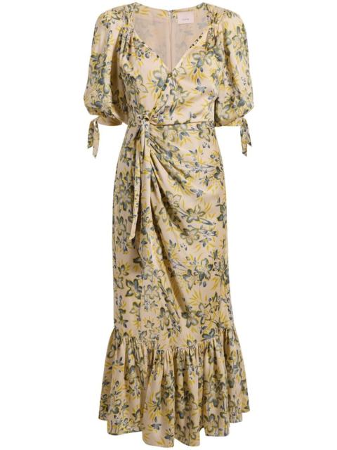 Cinq à Sept floral-print gathered-waist dress