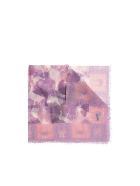 Moschino fringed animal-print scarf