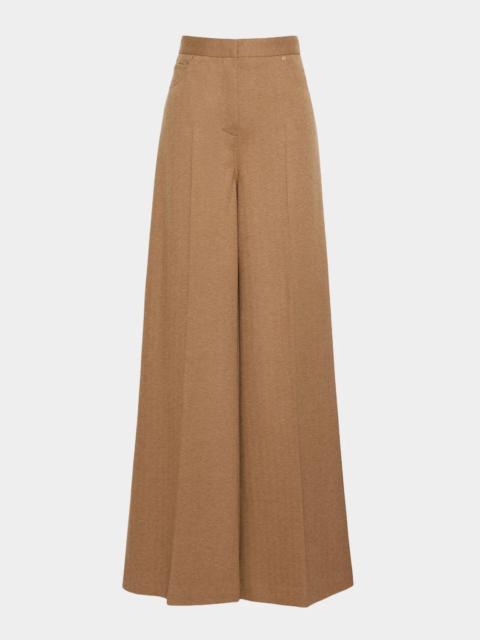Max Mara Wool Herringbone Wide-Leg Trousers