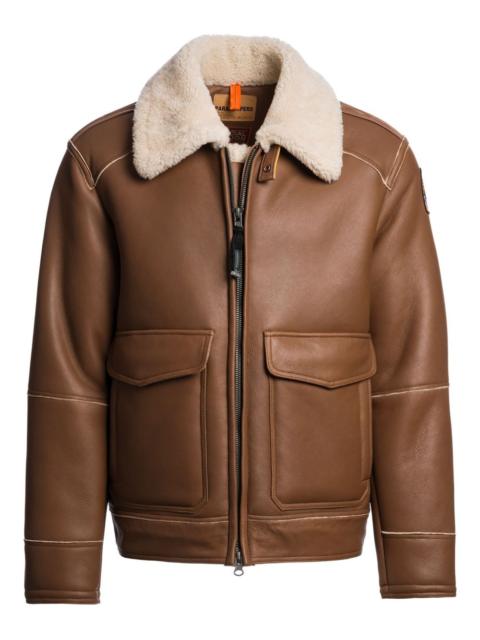 PARAJUMPERS shearling-collar leather jacket