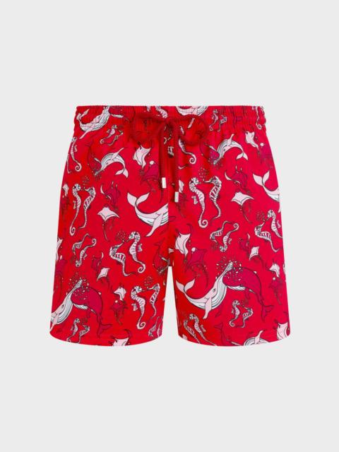 Vilebrequin MEN STRETCH SHORT SWIM SHORTS WHALES LOVE