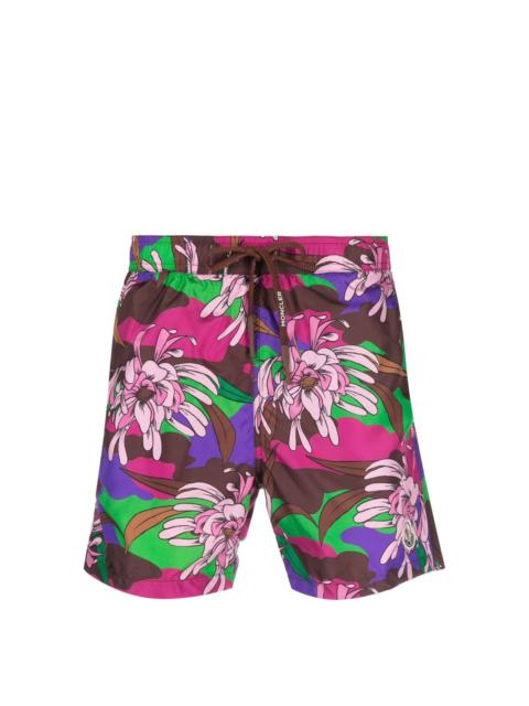 Moncler floral-print drawstring swim shorts