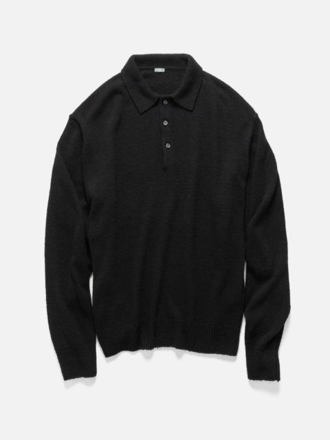 A.PRESSE Washed Silk Nep Polo Shirt Black